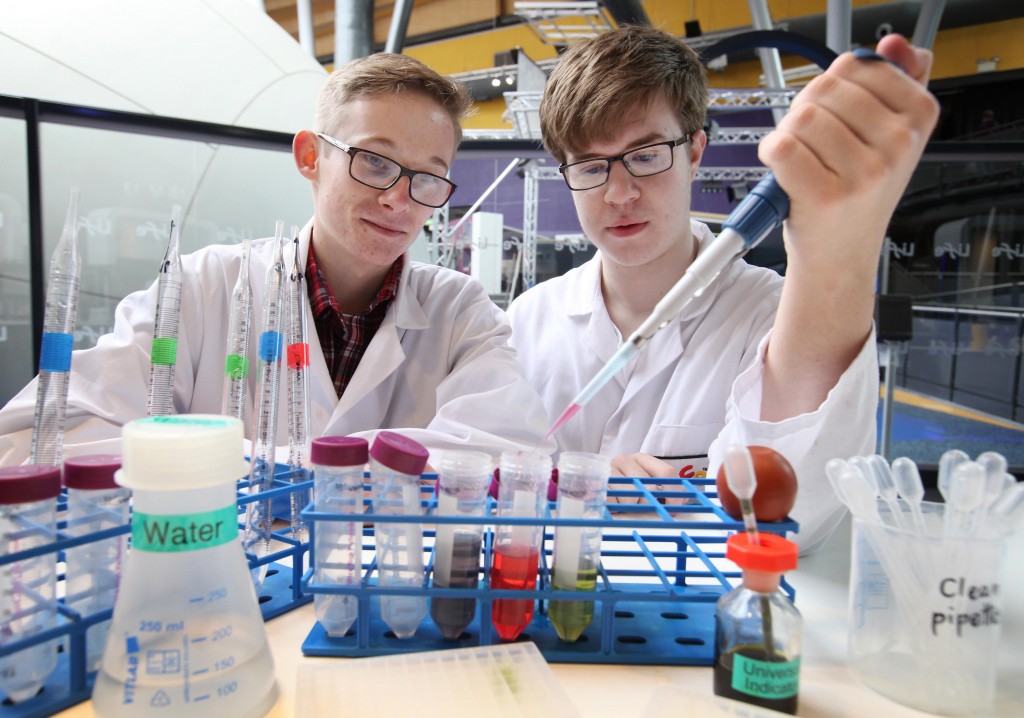 Students from the 'Tyneside STEM Scholar Programme', who are part of the 'Reece Foundation' programme visit the 'Centre For Life'...Harley Dixey (left) and Jack Sanderson.....(pic Dave Charlton)